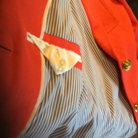 J crew linen blazer bright orange Kentucky derby equestrian horse cowgirl festiv - Picture 9 of 12